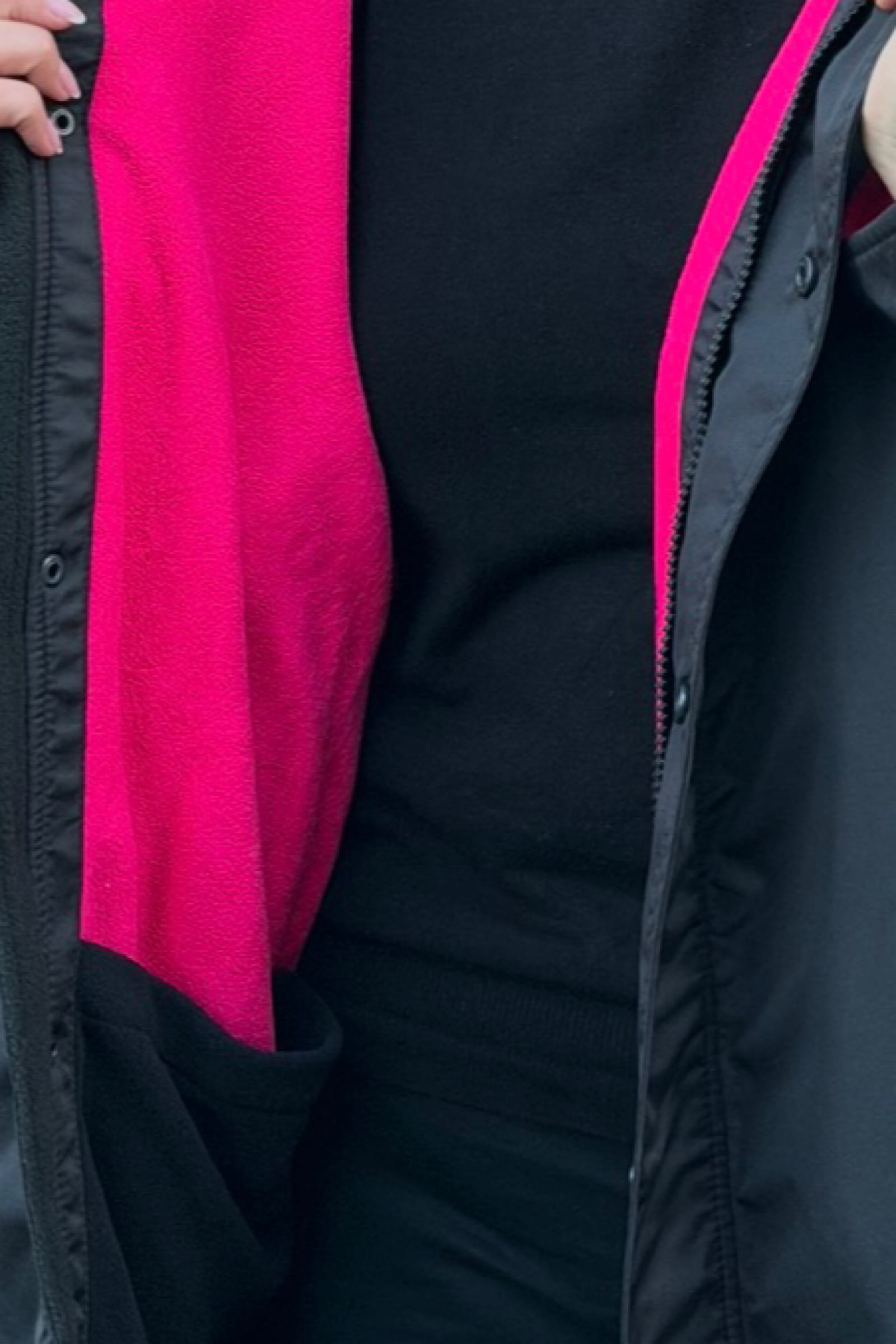 Women's Lightweight Dog walking Coat- Stay Dry Black-Pink Fleece StayDry Coats