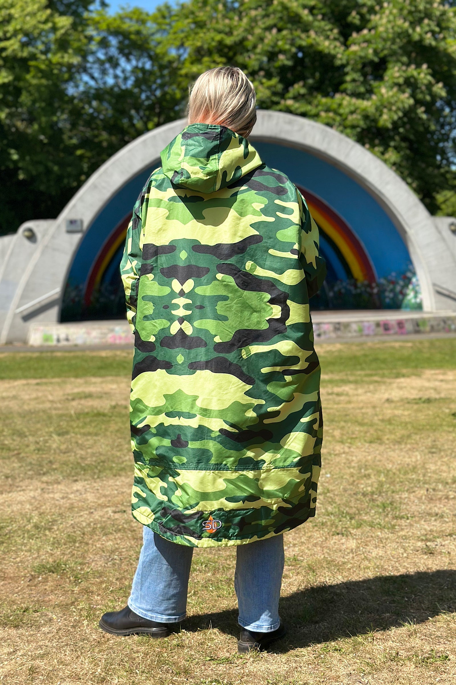 Women's Changing Robe - Stay Dry CamoLite Waterproof Coat Green/Orange StayDry Coats