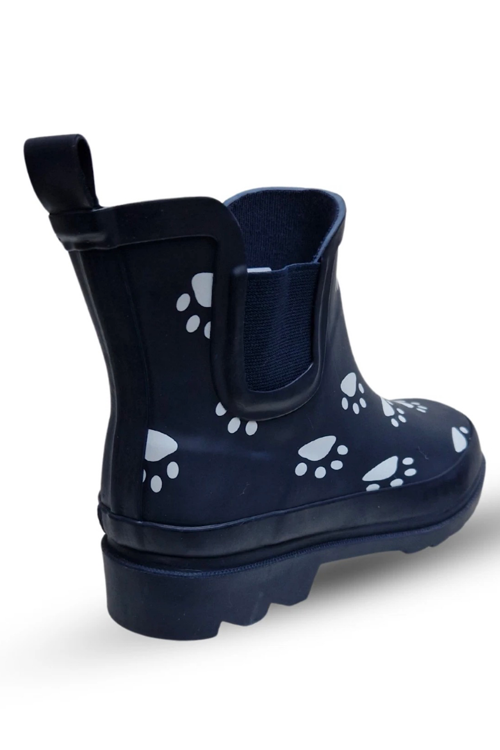 Women’s Waterproof Short Chelsea Wellies – Navy Dog Paw Print Stay Dry Coats
