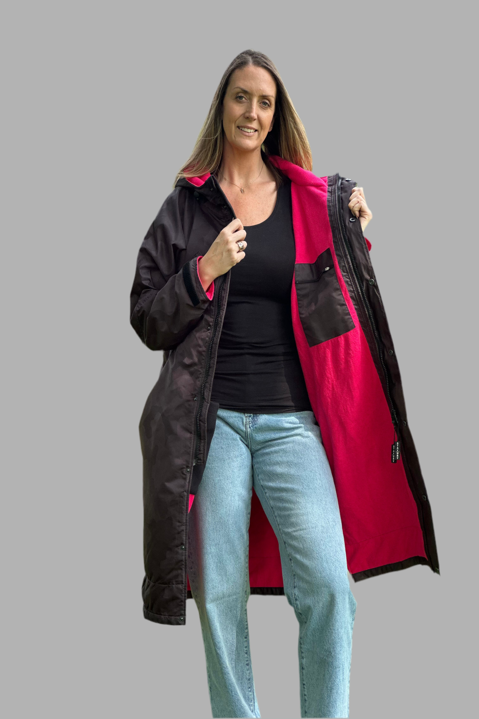 Women Changing Robe - Stay Dry CamoLite Coat Black-Plum StayDry Coats