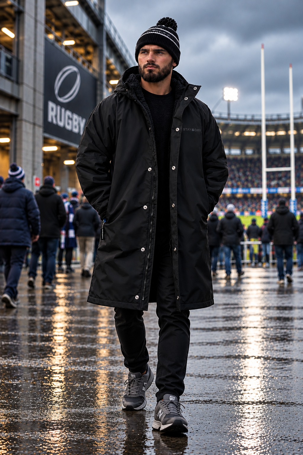 Men's Waterproof Rugby Spectator Coat | Stay Dry Black Stay Dry Coats