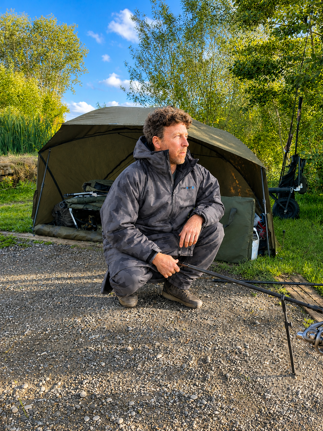 Stay Dry Waterproof Fishing Coat Dark Camo Stay Dry Coats