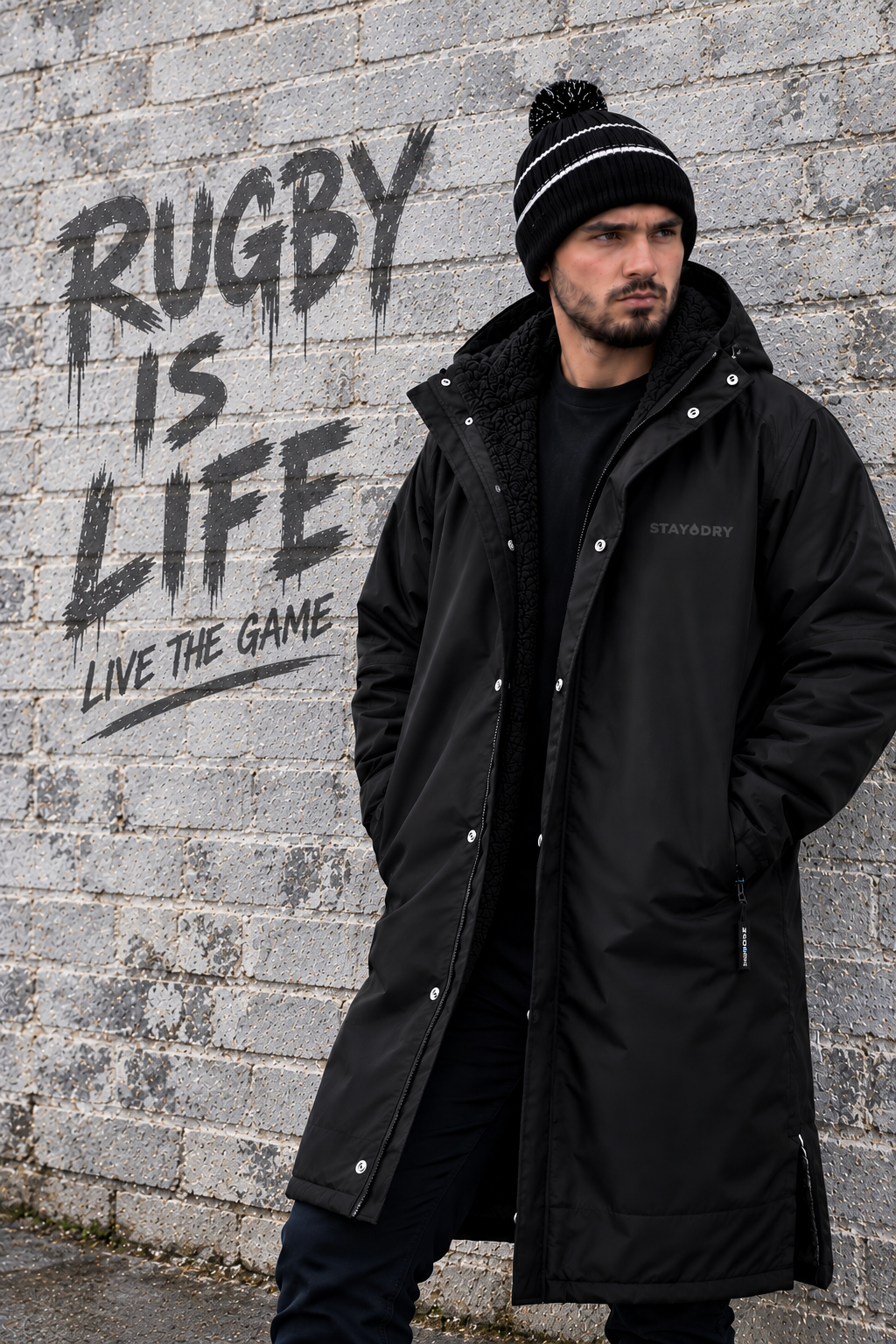 Men's Waterproof Rugby Spectator Coat | Stay Dry Black Stay Dry Coats