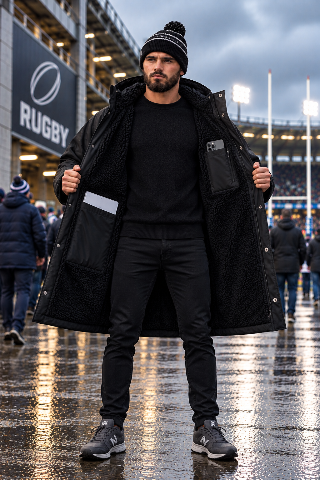 Men's Waterproof Rugby Spectator Coat | Stay Dry Black Stay Dry Coats