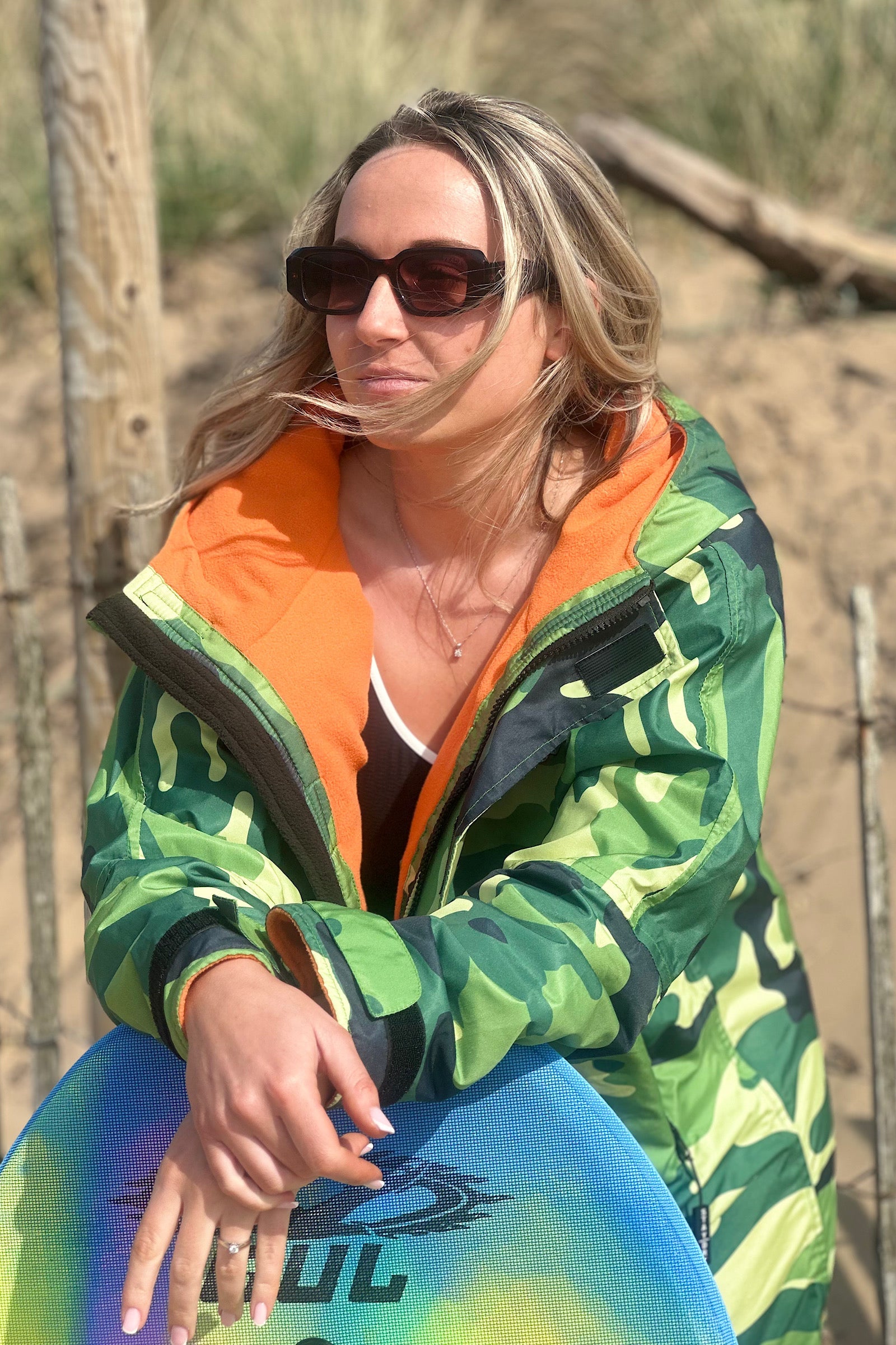 Women's Changing Robe - Stay Dry CamoLite Waterproof Coat Green/Orange StayDry Coats