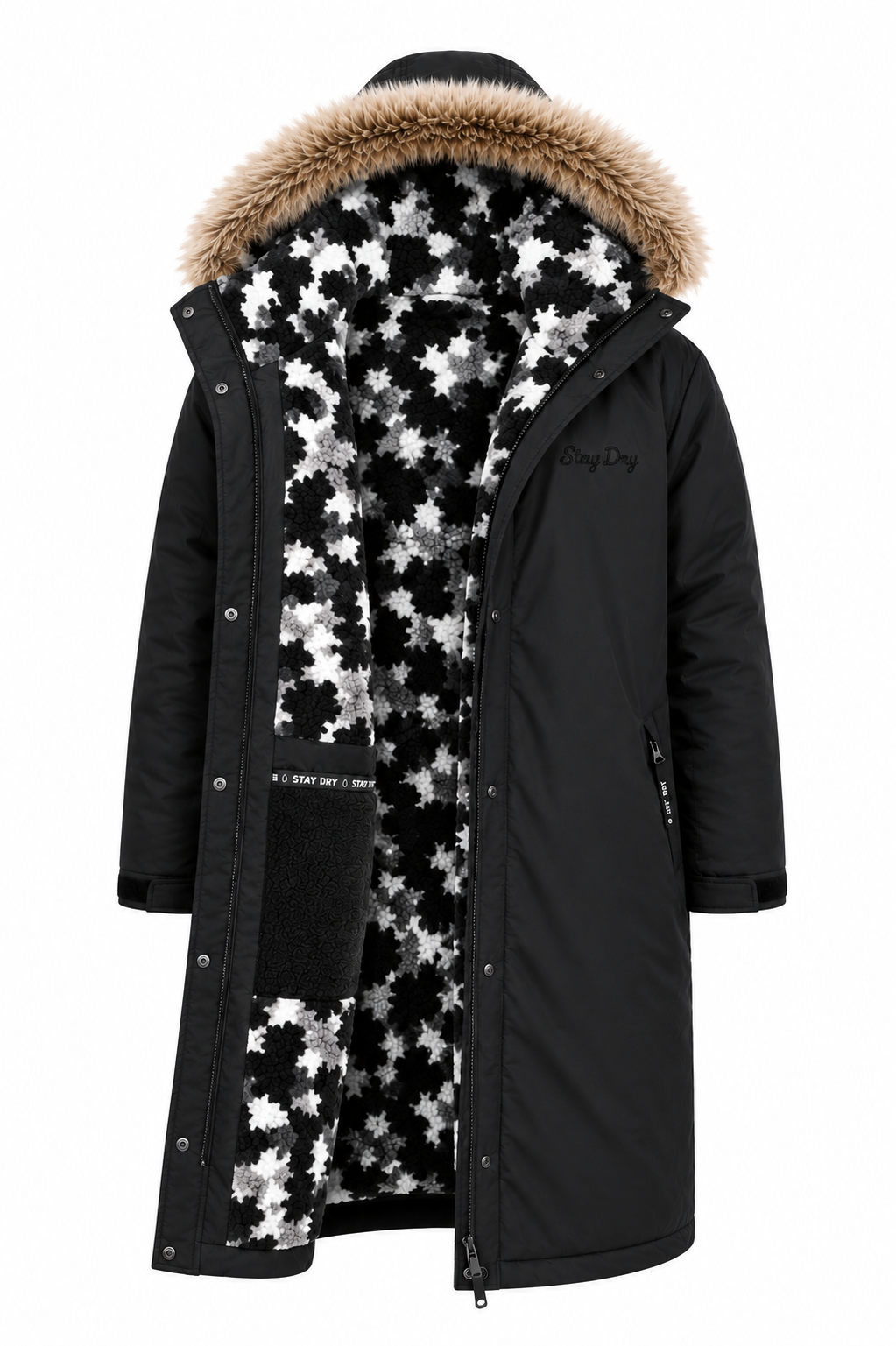 Women's Premium Waterproof Coat with Removable Fur Hood by Stay Dry Stay Dry Coats