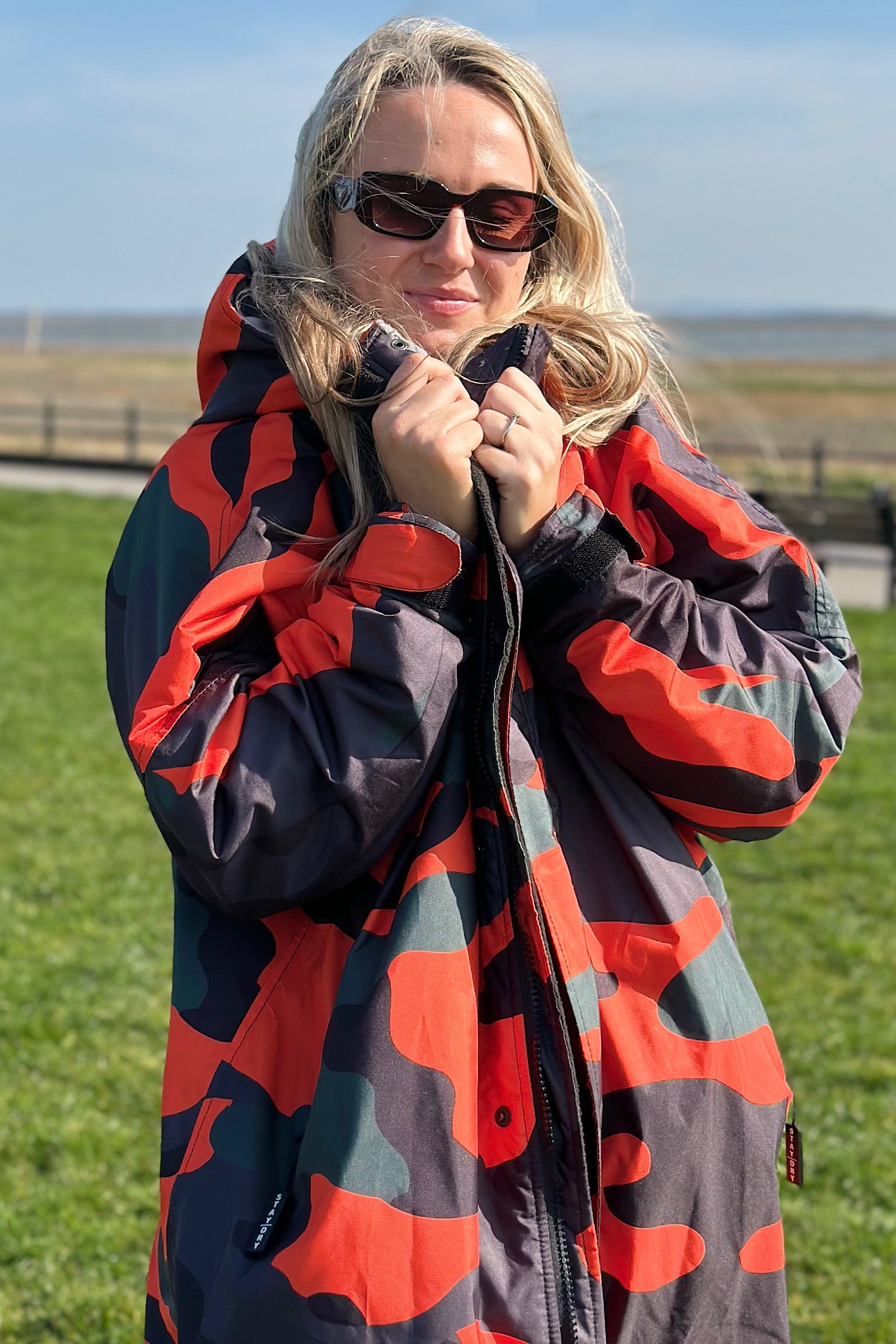 Women's Changing Robe - Stay Dry CamoLite Orange Waterproof Coat StayDry Coats