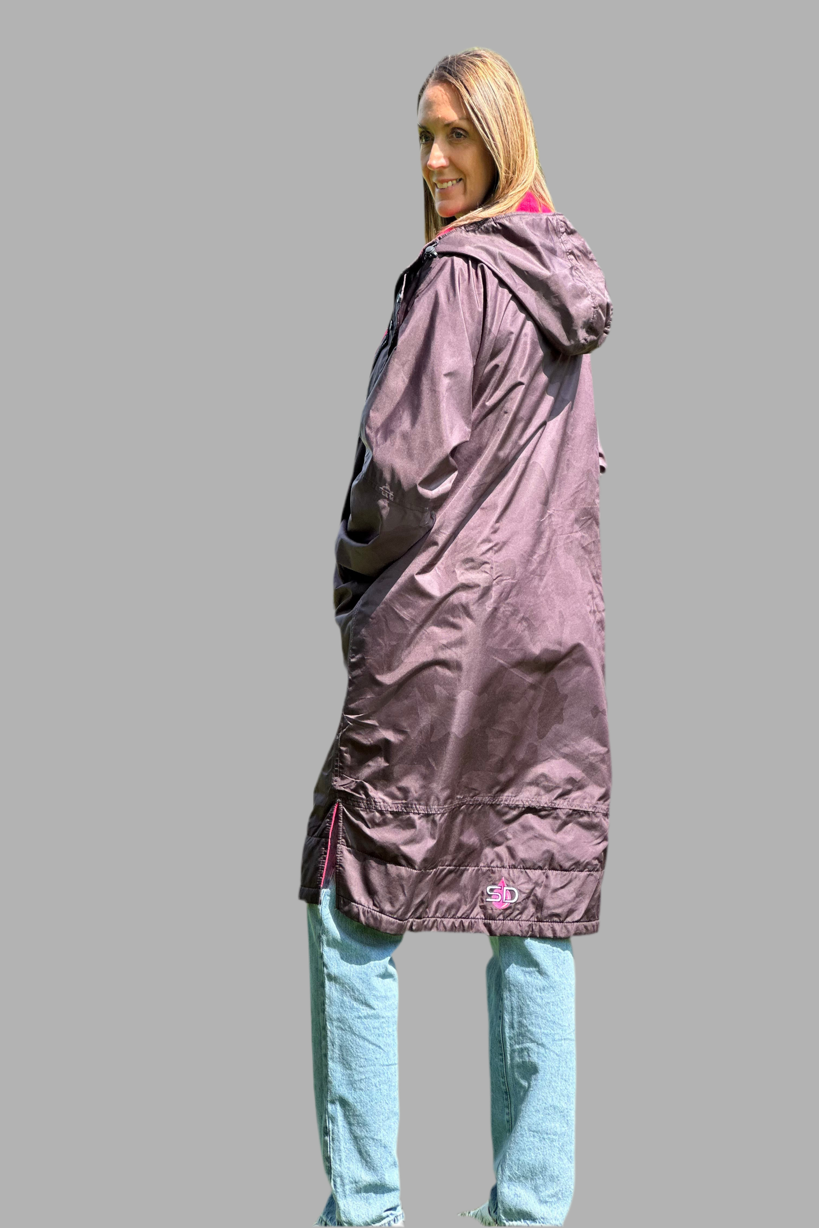 Womens Lightweight Dog walking Coat- Stay Dry Camo Black-Plum StayDry Coats
