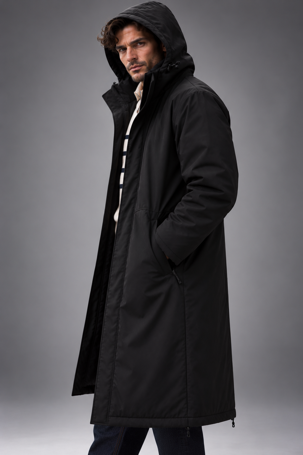 Men's Long Waterproof Football Coat – BLACKLINE Terrace Edition, Stay Dry Stay Dry Coats
