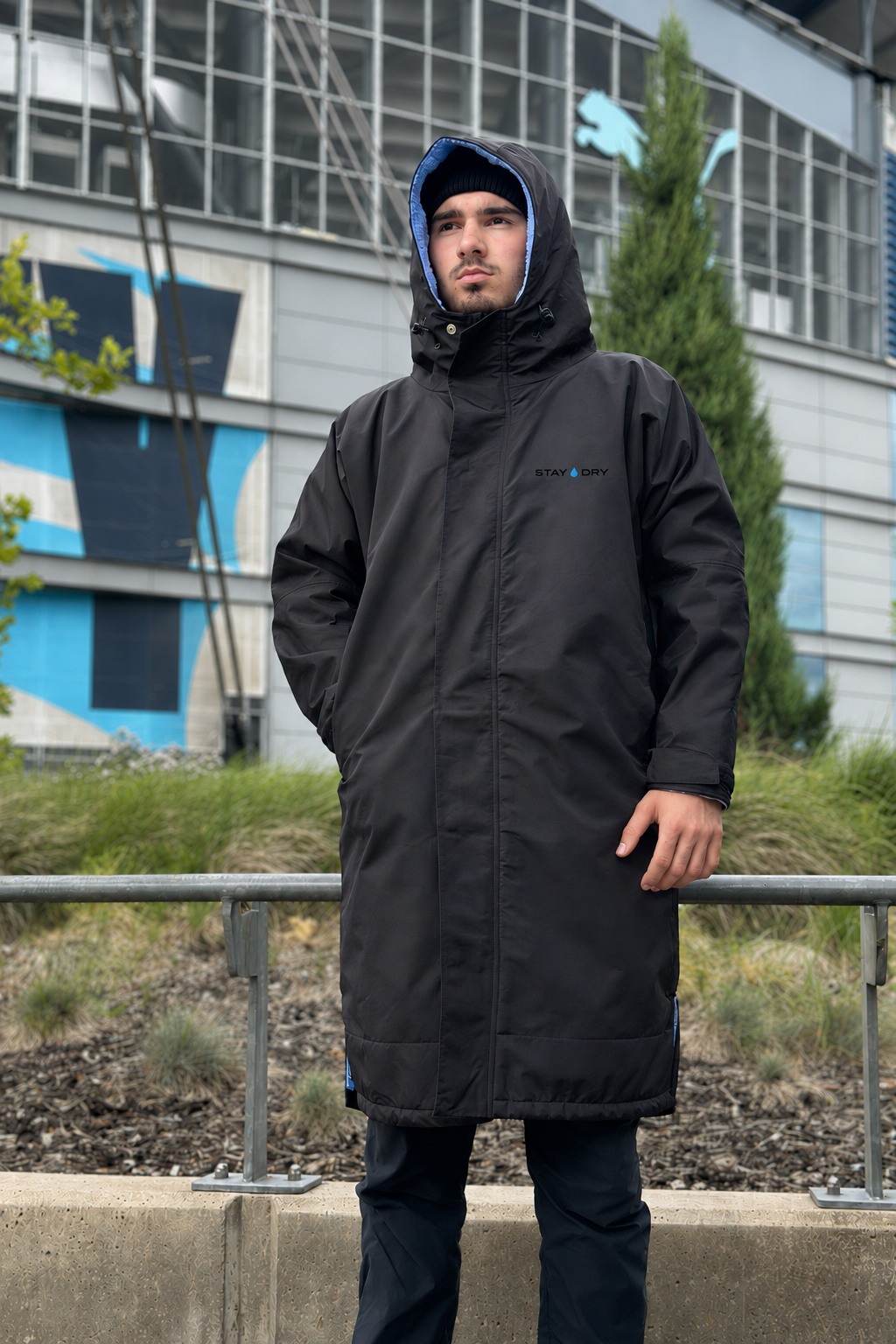 Mens Waterproof Football Coat - Rivalry Match Day, Blue Fleece StayDry Coats