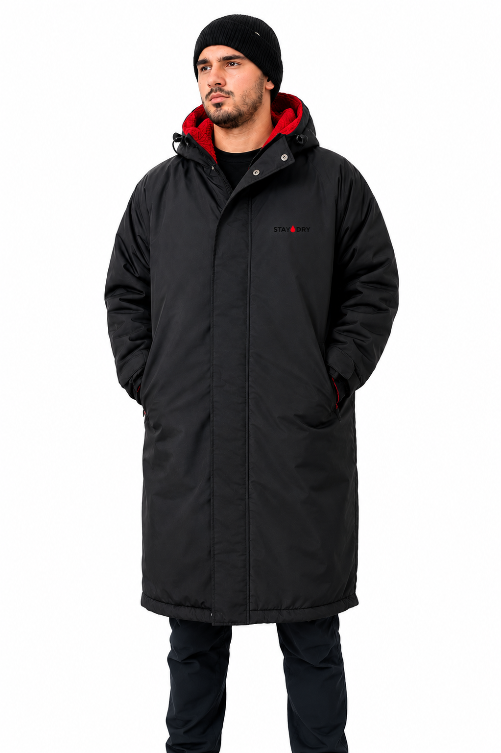 Mens Waterproof Football Coat - Rivalry Match Day, Red Fleece StayDry Coats