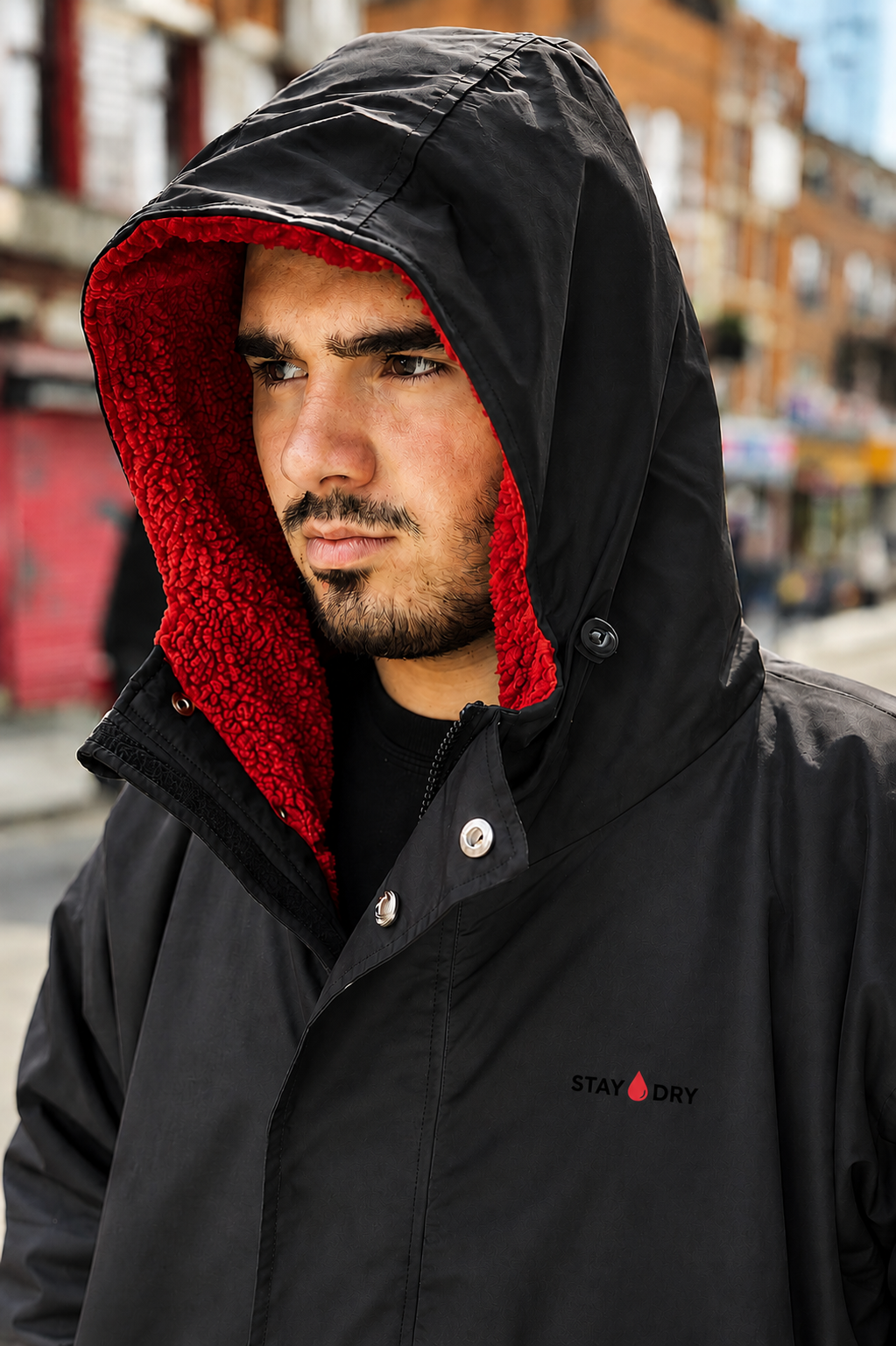 Mens Waterproof Football Coat - Rivalry Match Day, Red Fleece StayDry Coats