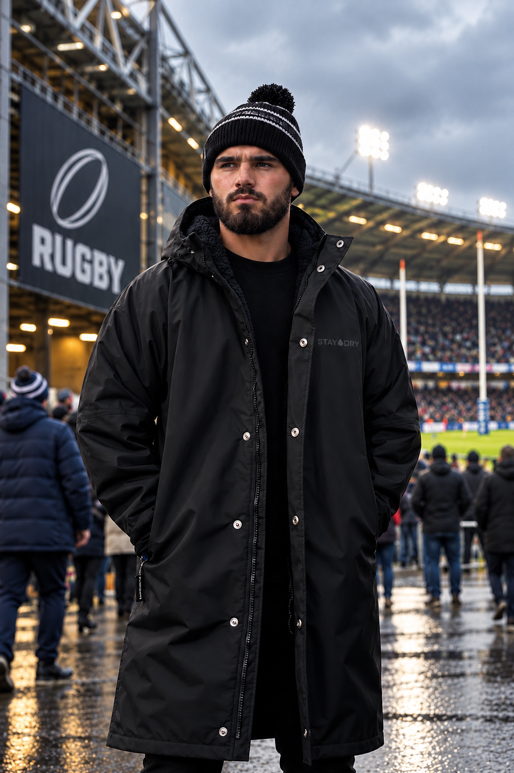 Men's Waterproof Rugby Spectator Coat | Stay Dry Black Stay Dry Coats